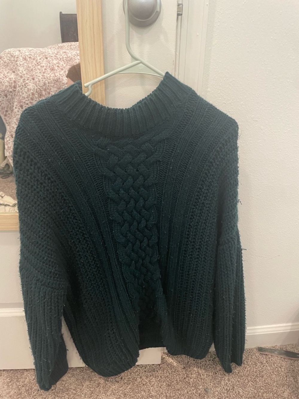 Philosophy Deep Teal Cable Knit Turtleneck Sweater